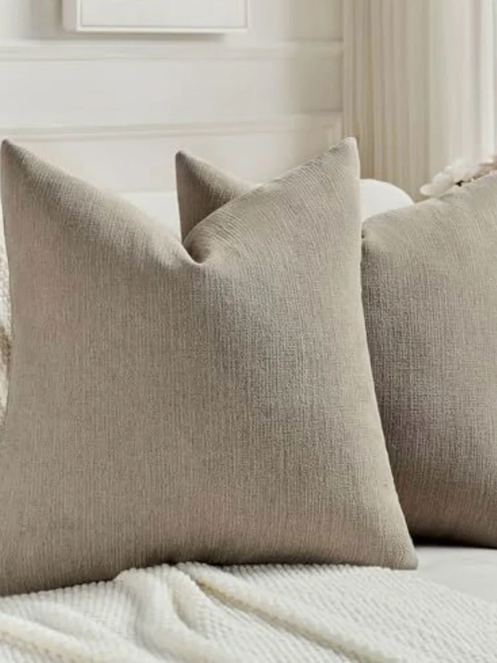 Neutral Beige Decorative Throw Pillow - Soft Textured Home Accent